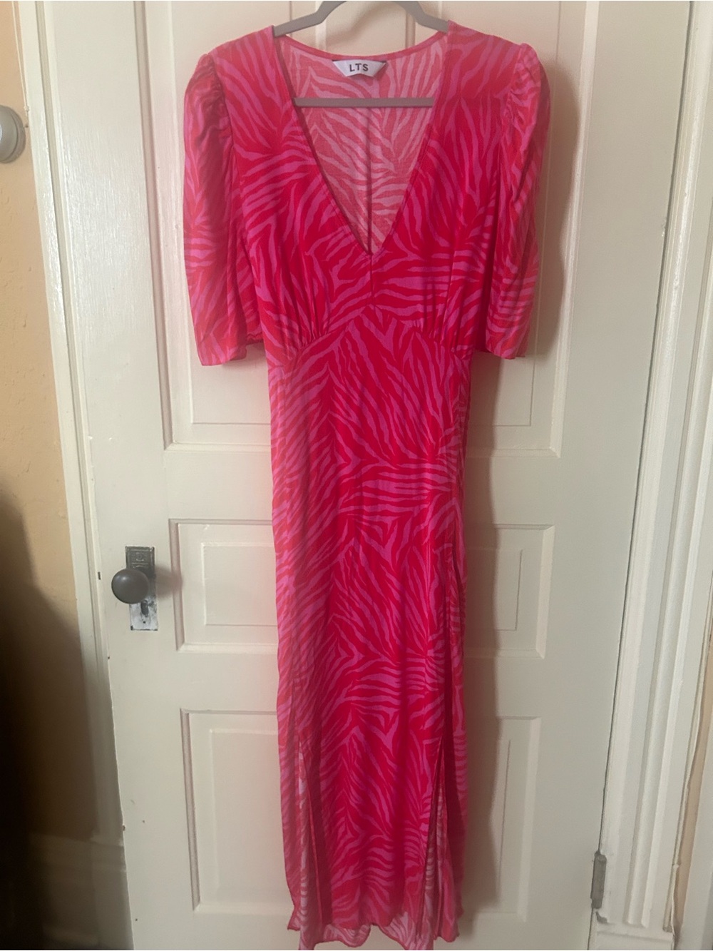 LTS long tall sally Pink Zebra-Print V-Neck Maxi Dress 10